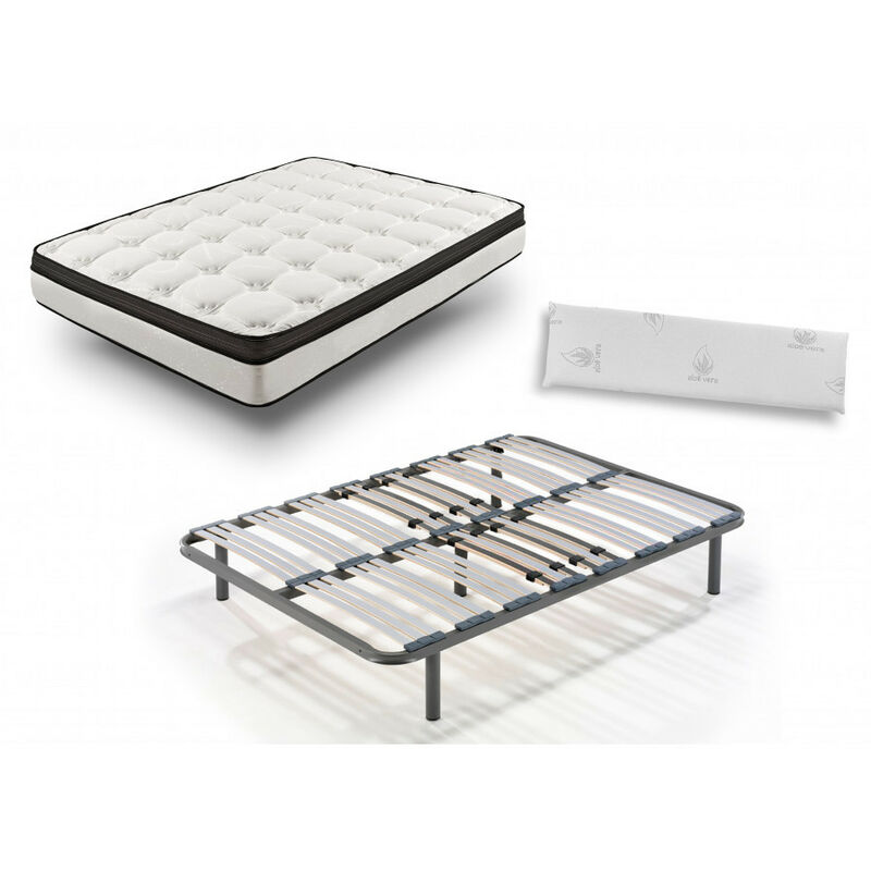 

Hogar24 - Colchon Viscoelastico Bioluxe 3d + Somier Multilaminas Con Patas De 26cm + Almohada 100% Viscoelastica (2 Almohadas De 70cm), 140x190cm
