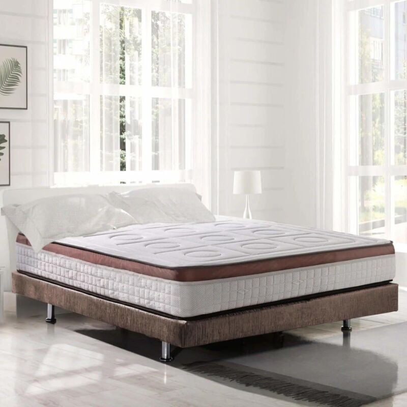 

Colchón Viscoelástico Extrasuave 90X190 Efecto Relax 7 zonas de confort | 21 cm | Firmeza Media - Beige y marrón