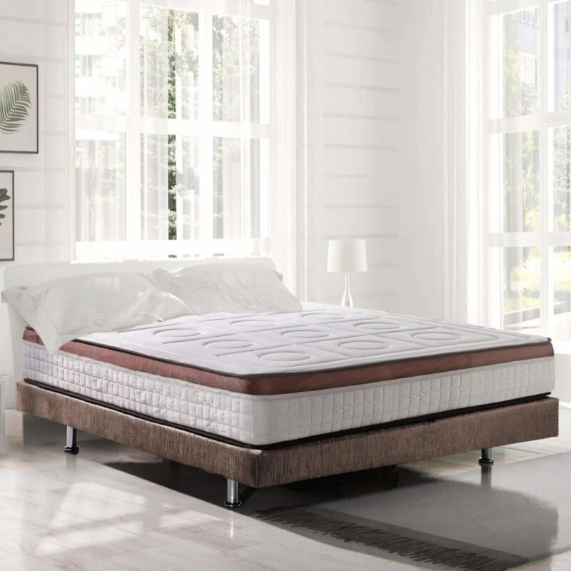 

Colchón Viscoelástico Extrasuave 105X200 Efecto Relax 7 zonas de confort | 21 cm | Firmeza Media - Beige y marrón