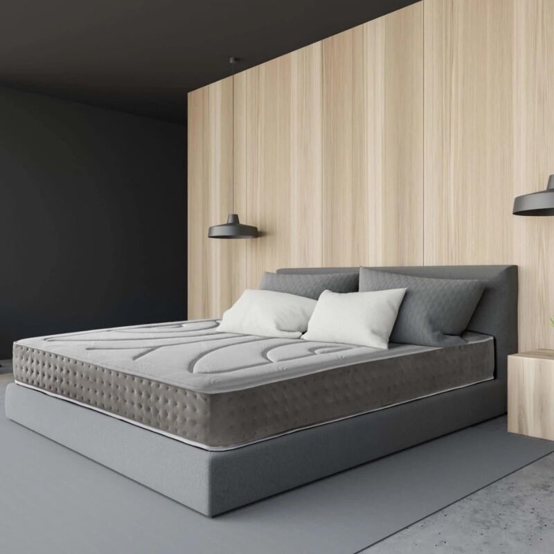 

Colchón Viscoelástico Memory Ergonómico máximo Confort 80X180 Relax Efecto Memoria | Certificado Sanitized® y Oeko-tex® - Beige y gris