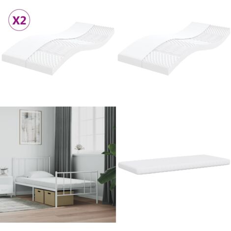 Colchones de espuma 2 uds 7 zonas dureza 20ILD blanco 80x200 cm - Soporte para el cuerpo - Colchón 7 zonas