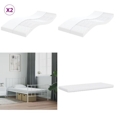 Colchones de espuma 2 uds 7 zonas dureza 20ILD blanco 90x190 cm - Soporte para el cuerpo - Colchón 7 zonas