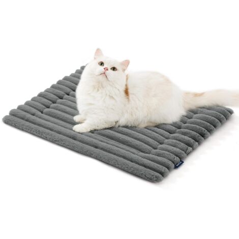 Colchoneta autocalentable para cama de perro - Manta cálida de forro polar lavable con base antideslizante, colchón para jaula de perro pequeño, para cachorro y gato, 61 x 45 cm, gris