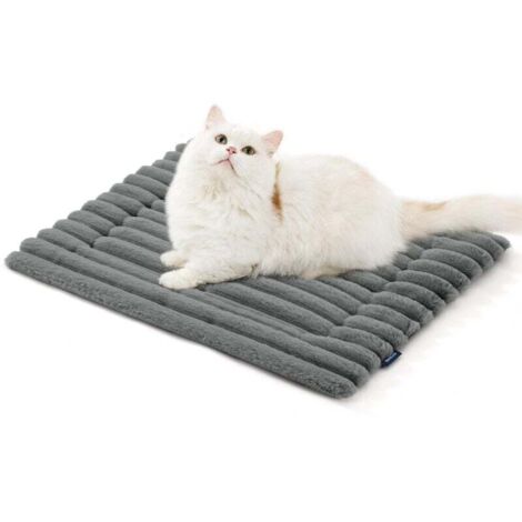 Colchoneta autocalentable para perros - Manta polar cálida y lavable con base antideslizante, colchón para jaula de perros pequeños, ideal para cachorros y gatos, 61 x 46 cm, gris