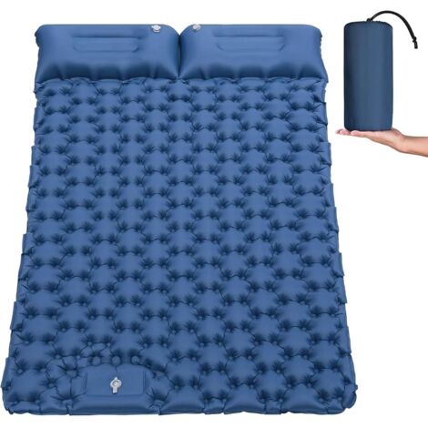Colchoneta autoinflable para 2 personas, colchoneta doble para acampar, colchoneta inflable ultraligera, colchoneta con almohada y bomba de pie, para tienda de campaña, mochila, senderismo y acampada.