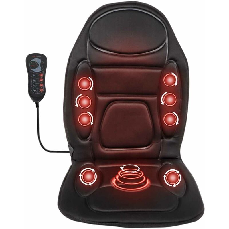 

Colchoneta de masaje función calor, 5 motores vibración para relajación muscular 105x50cm negro 12V