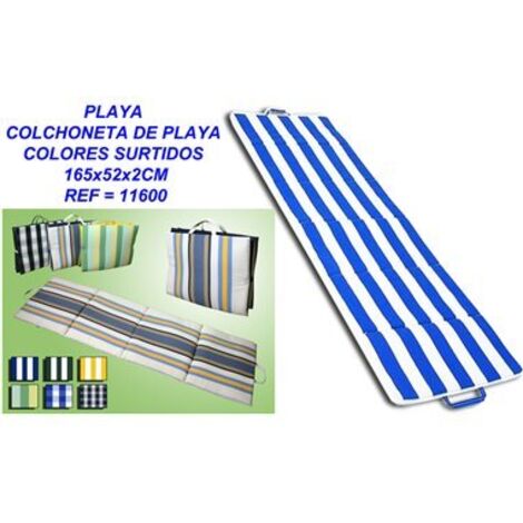 Colchoneta de playa 165x52x2cm fabricada en poliéster y algodón color azul y blanco