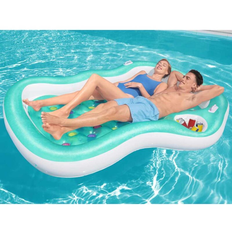 Colchoneta Doble Hinchable Vasos Con Nevera 224X174 Cm Playa Y Piscina 43045 - Bestway