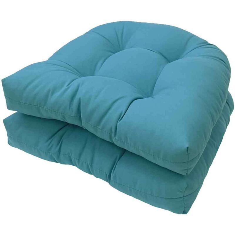 Colcolo Lot de 2 coussins de siège touffetés 48 x 48 cm pour chaise d'intérieur et d'extérieur en osier, coussins pour chaise à bascule, ensembles de