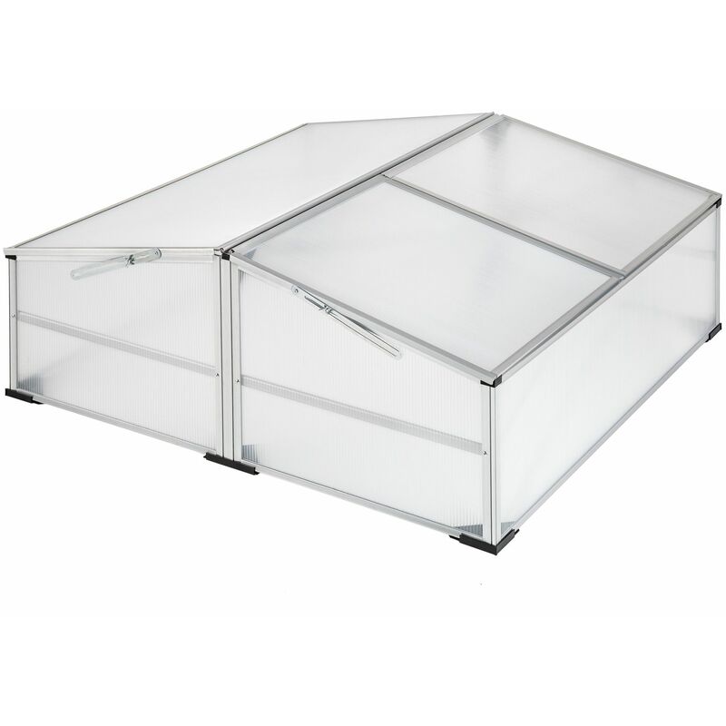 Cold frame - mini greenhouse, cold frame greenhouse, plastic cold frame - 102 x 102 x 41 / 31 cm - transparent