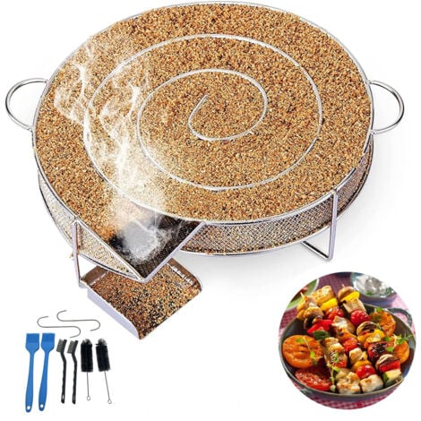 COOCHEER Cold Smoke Generator, Cold Generator, BBQ Smoker, Stainless Steel Grill-Smoker, Smoke Generator with Brush and Hooks, Ideal for Smoking Meat, Fish, BBQ