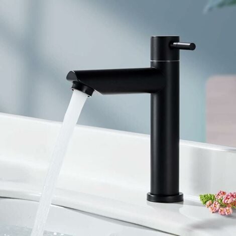 Cold Water Tap Black Tap Bathroom Small Bathroom Tap Chrome Single Lever Tap Cold Water Tap Basin Mixer Tap for Bathroom Guest Toilet