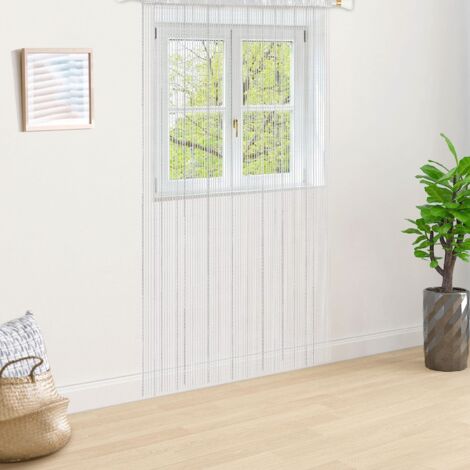 ColdShine Beaded Curtain String Drop Curtain Multi-Function Wall Panel Fringe Window Room Divider Blind for Wedding Home Decoration White