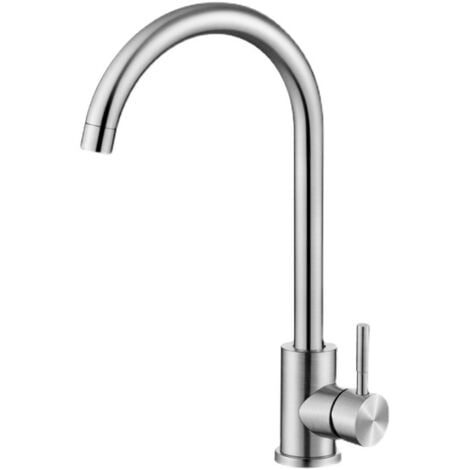CSPARKV ColdStart Kitchen Faucet, Single Handle Hot and Cold Mixer Tap, 360° Rotation, High Water Outlet, Stainless Steel