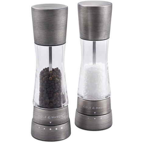 Cole & Mason Gourmet Precision+ Derwent 190mm Clear & Tin Salt & Pepper Mill Gift Set