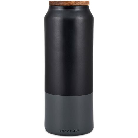 Cole & Mason H822139 Hinxton Vaso per Alimenti Grande, Ceramica, Acacia, Nero, Grigio, 292mm x 110mm, Barattolo Organizer Cucina con Coperchio Ermetico in Acacia