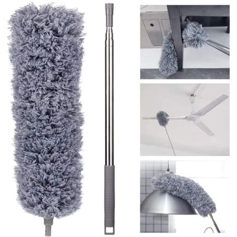 Colector de polvo retráctil de microfibra, hasta 250 cm, con cabezal lavable