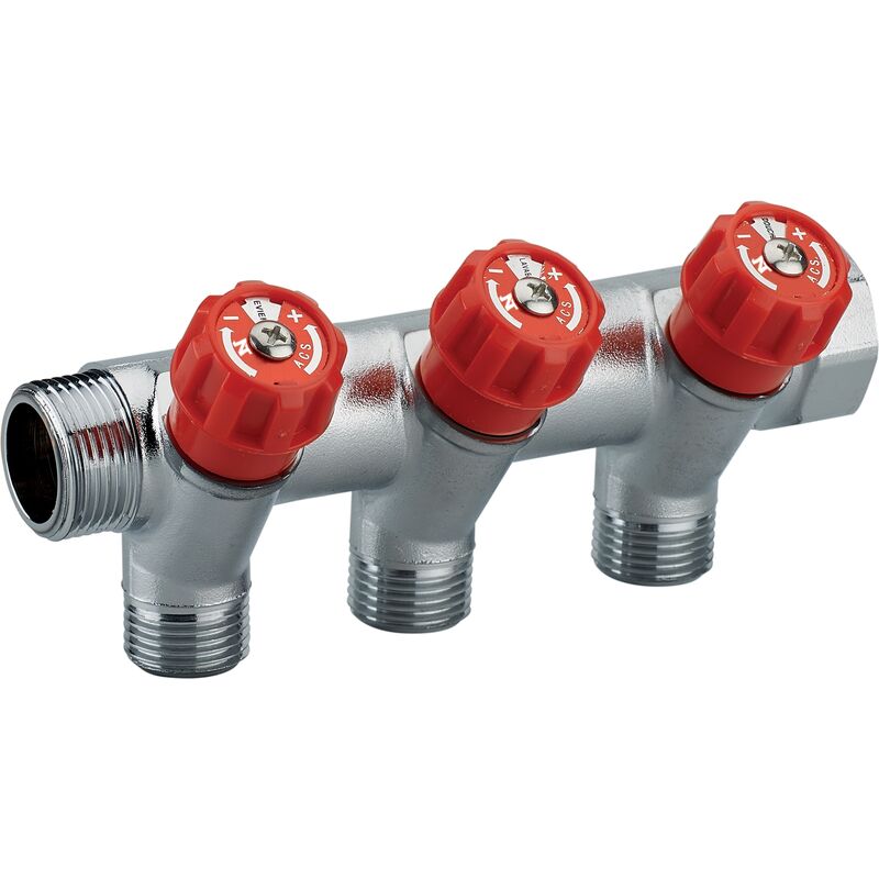 

Distribuidor grifería integrado rojo MHG3/4' - SALIDAS macho G1/2' - 3 SALIDAS