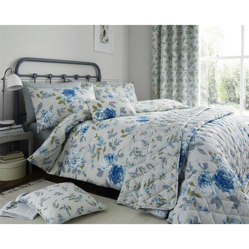 Colette Blue Super King Duvet Cover Set Bedding Bed Quilt
