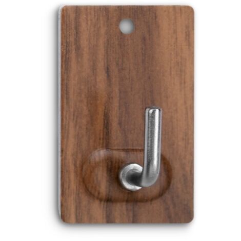 Colgador adhesivo de madera y acero inoxidable