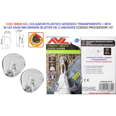 Colgador Adhesivo Plástico Transparente M12443 50mm BL2U3674 (137)