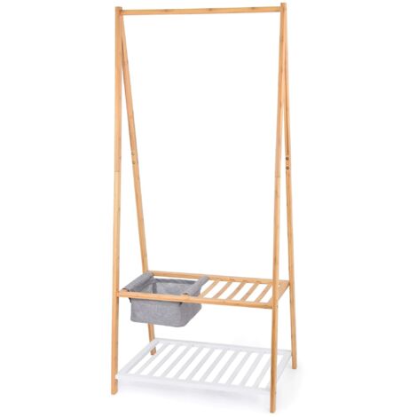 COLGADOR BAMBU CON REPISA PARA ZAPATOS Y BANDEJA 70x45x160cm