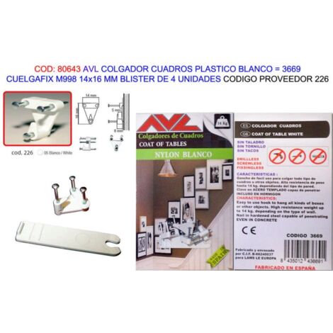 Colgador Cuadrofix Blanco AVL M99814x16mm BL4 Und3669 226