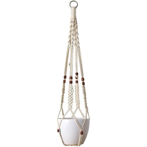 UGREAT Colgador de macramé para plantas, macetero colgante, decoración de jardín con 4 patas de cuerda de algodón, 89 cm