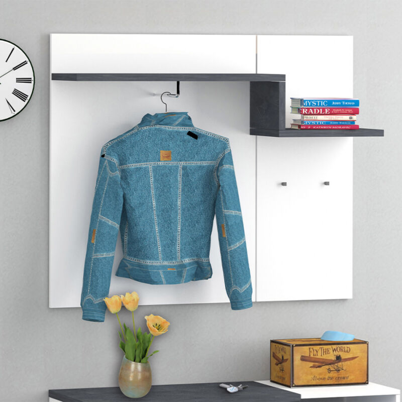 

Perchero de pared 2 ganchos estante vestíbulo diseño moderno Zet Cilan Ardesia