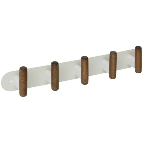Colgador de pared cassie beige y madera, 5 ganchos - 5five