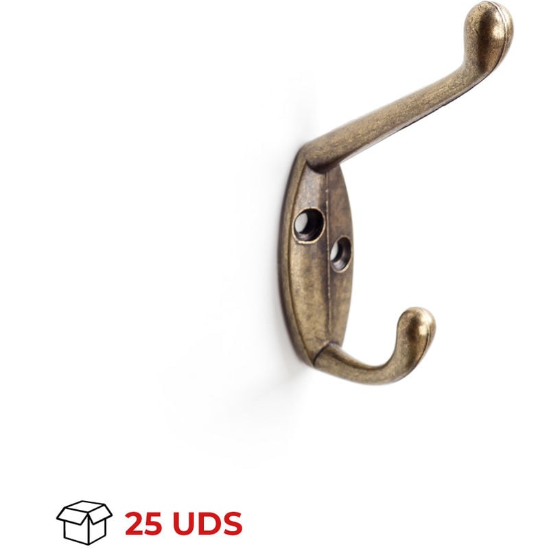 

REI - Colgador de Pared con 2 Ganchos | Estilo Funcional | Fabricado en Zamak | Acabado en Cuero Viejo | Gran Capacidad de Carga | Medidas