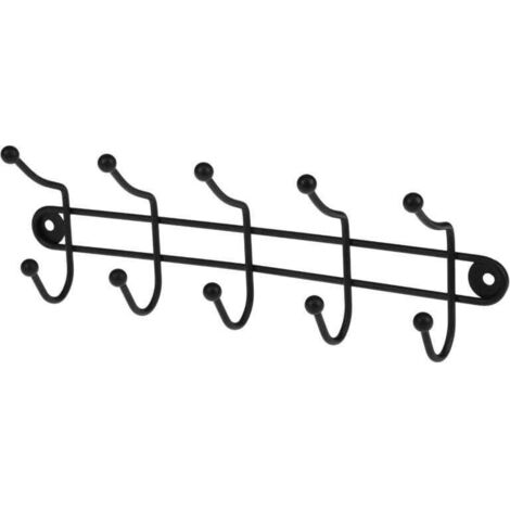 Colgador de pared de 5 brazos para toallas y ropa Negro