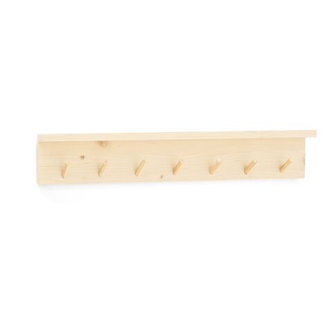 DECOWOOD Colgador de pared de madera maciza en tono natural de 61x9,5cm