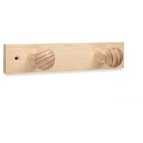Colgador de pared dos pomos madera en crudo. INOFIX