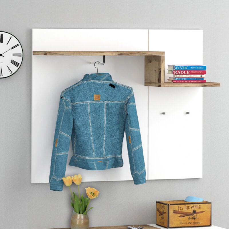 

Perchero de pared vestíbulo diseño moderno 2 ganchos estante Zet Cilan Acero