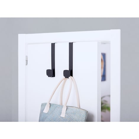 Colgador de puerta juvenil colgante, fabricado en acero, con acabado negro mate y 1 perchas