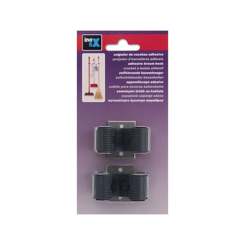 

Colgador escobas adhesivo Cromado mate 2 unidades 2055 - Inofix