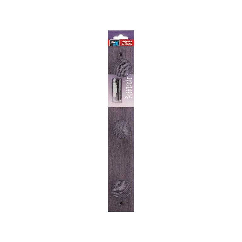 

Colgador fresno 3 pomos con textura lila - Inofix