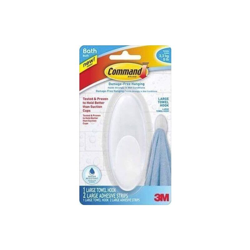 

Colgador Hogar Adhesivo ReutilizaBlancoe Toallas Ovalado Plastico Blanco Command 3M