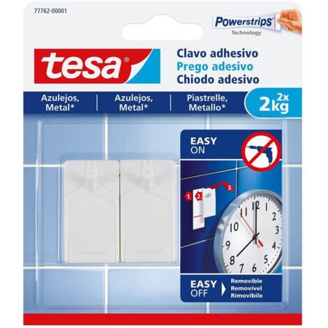 Colgador hog 2kg adh reut clavo pl bl azulejos 2 pz tesatape