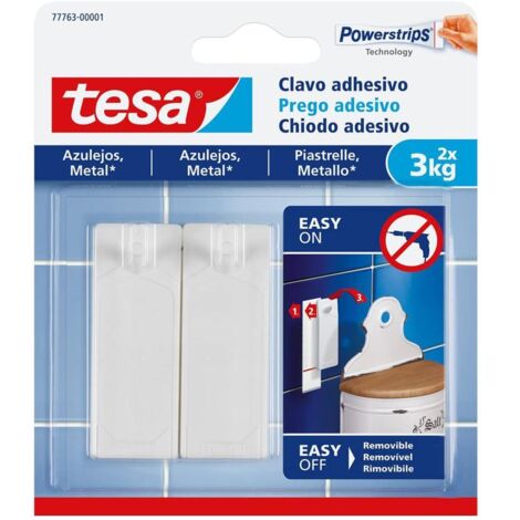 Colgador hog 3kg adh reut clavo pl bl azulejos 2 pz tesatape