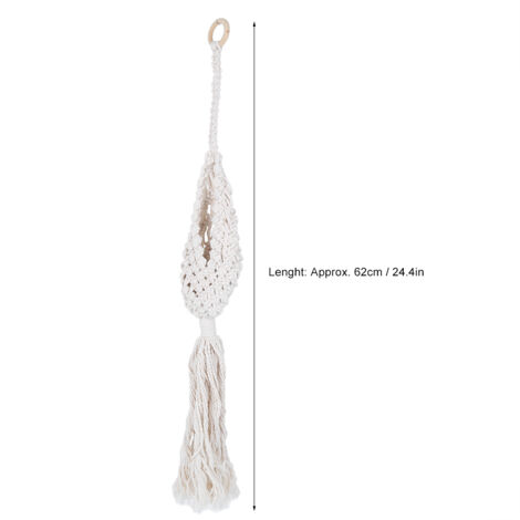 Colgador para plantas – Cesta colgante tejida a mano con cuerda de algodón – 62 cm de largo – Verde natural – Decoración para jardín y balcón