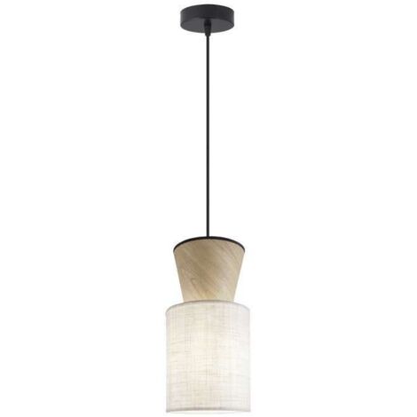 Colgante 1 luz modelo Aosta acabado beige/madera, 18cm(alto) 15cm(ancho) 15cm(fondo)