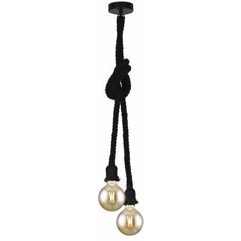Colgante 2 luces modelo Rope acabado negro, 120cm(alto) 10cm(ancho) 10cm(fondo.