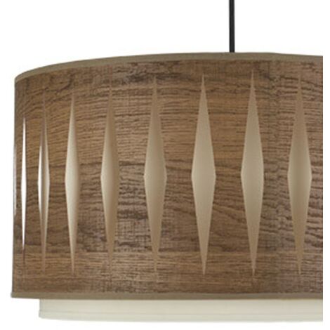 Colgante alexandra 1xe27 cuero/madera oscura regx40x40 cm
