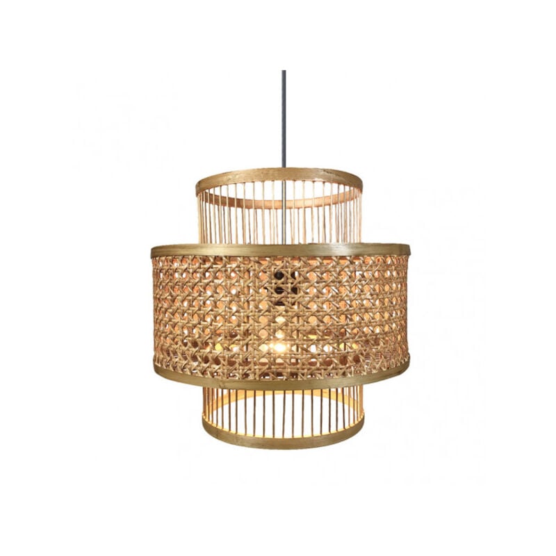 Fabrilamp - Suspension en bambou/rotin 1xe27 bromelia regx36x36 cm