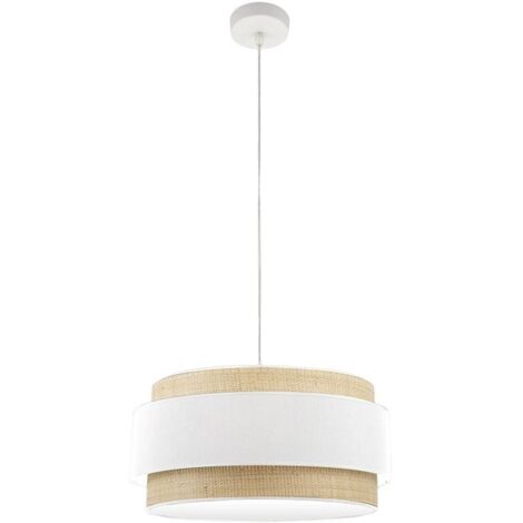Colgante blanco/Natural modelo Kandy 2xE27 regulable FABRILAMP