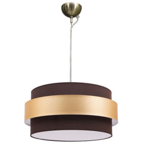 Colgante Bremen Cuero/marron-oro 3xe27 Regx40x40 Cm