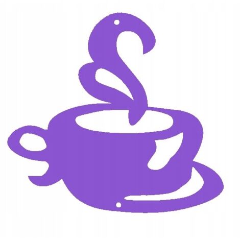 Colgante calado, taza de café, morado