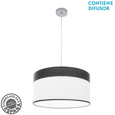 Colgante cloe 2xe27 cromo/blanca-madera negra regx50x50 cm